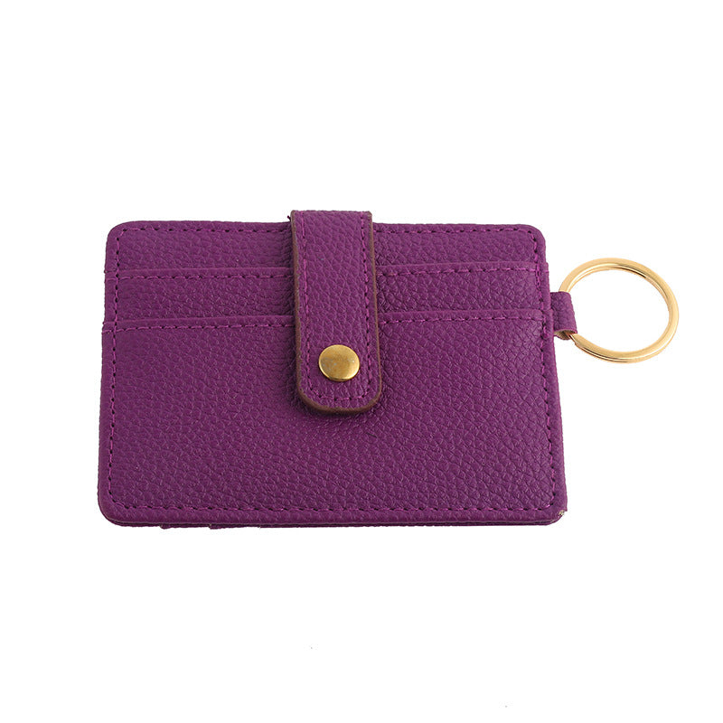 Wholesale PU Cow Pattern Solid Color Card Holder Keychain